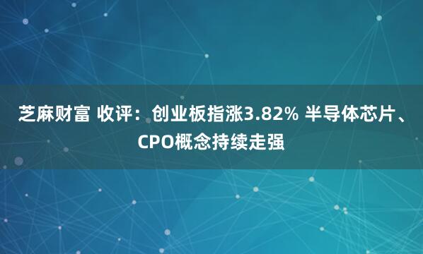 芝麻财富 收评：创业板指涨3.82% 半导体芯片、CPO概念持续走强