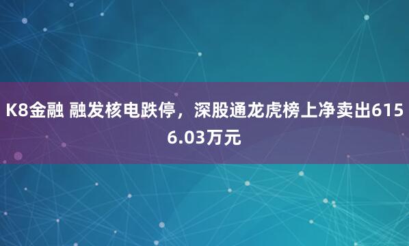 K8金融 融发核电跌停，深股通龙虎榜上净卖出6156.03万元